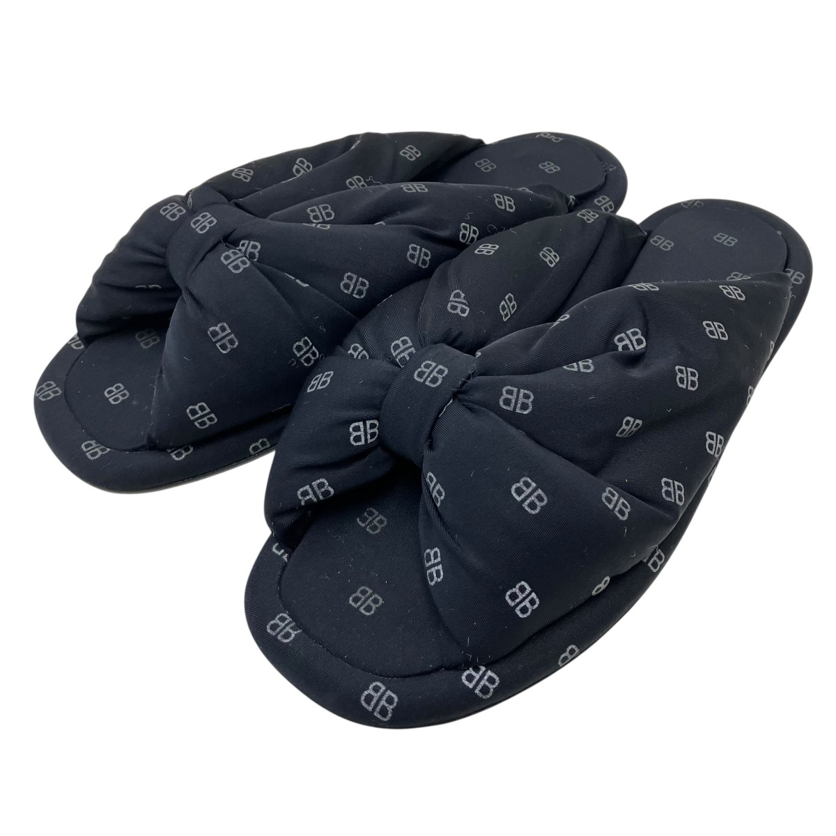 【中古】BALENCIAGA BBロゴプリントサンダル 黒いこと 大きさ：38 【130426】（バレンシアガ）