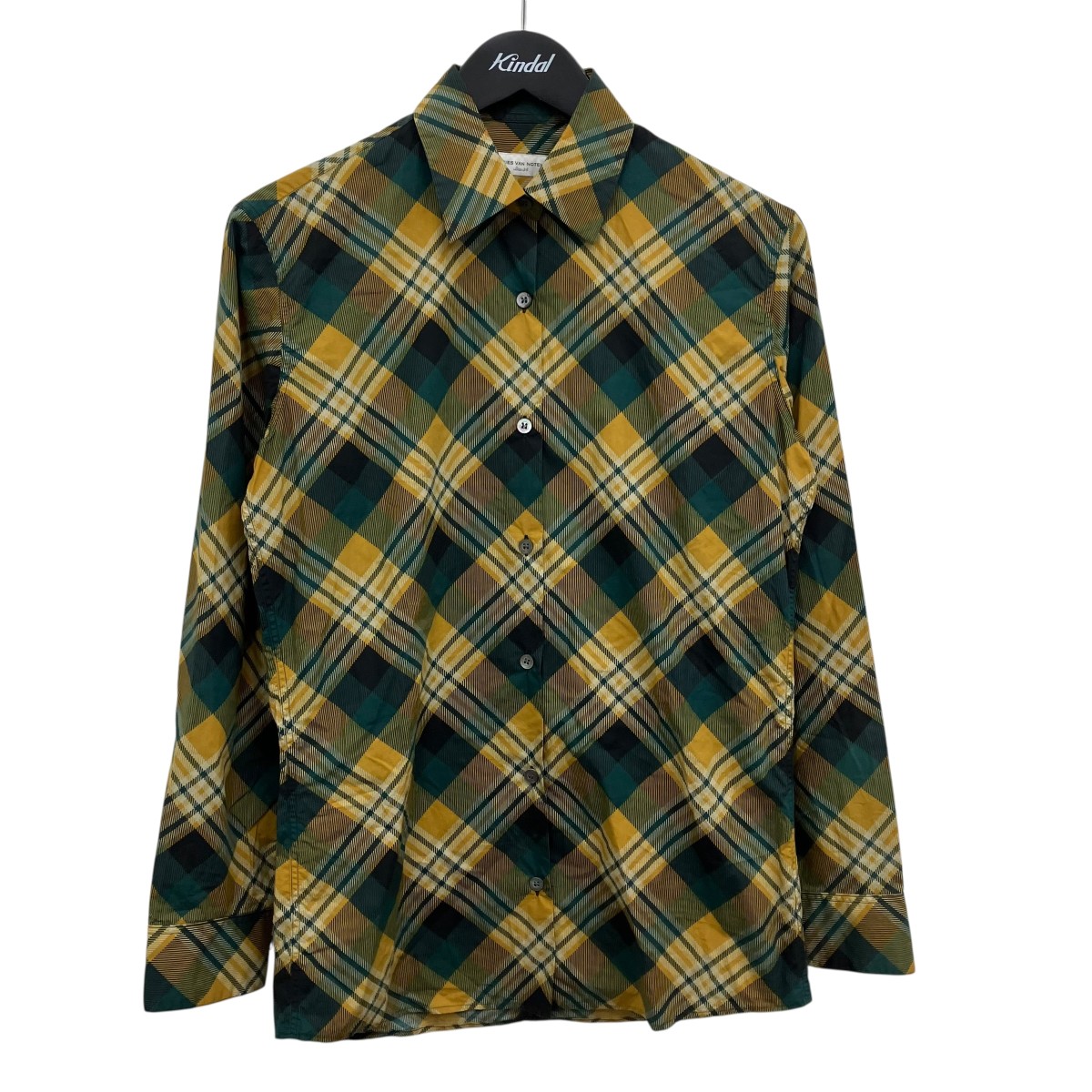 【中古】 DRIES VAN NOTEN　 チェックシャツ グリーン×イエロー サイズ：34 【130426】（ドリスヴァンノッテン）