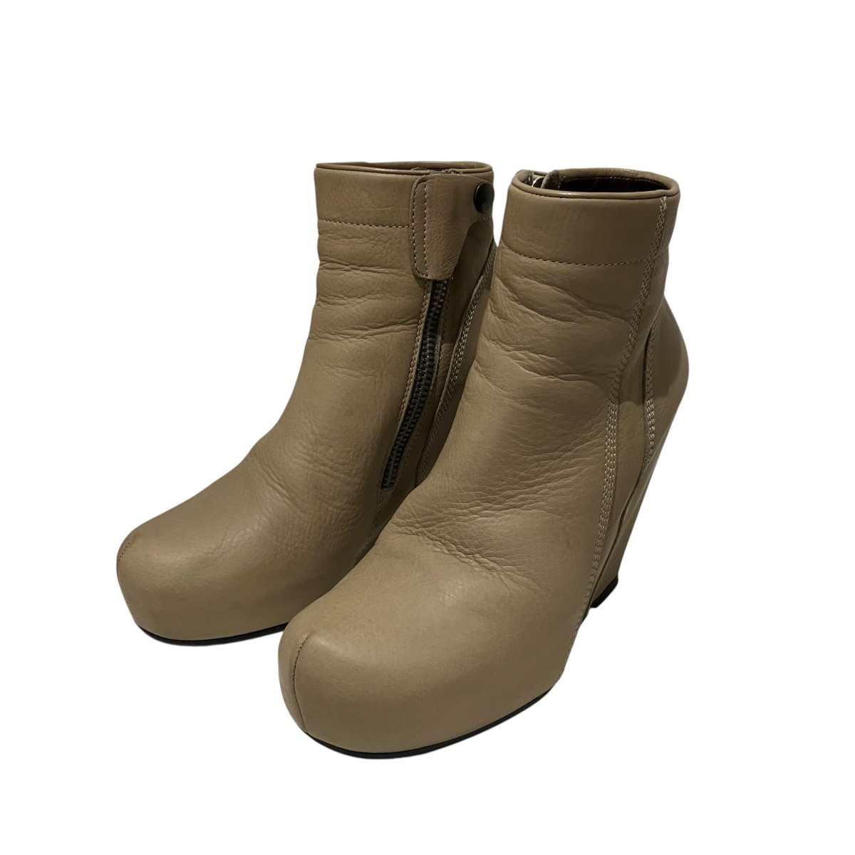 【中古】RICK OWENS ウェッジソールショートブーツ ベージュ 大きさ：37 【130426】（リックオウエンス）