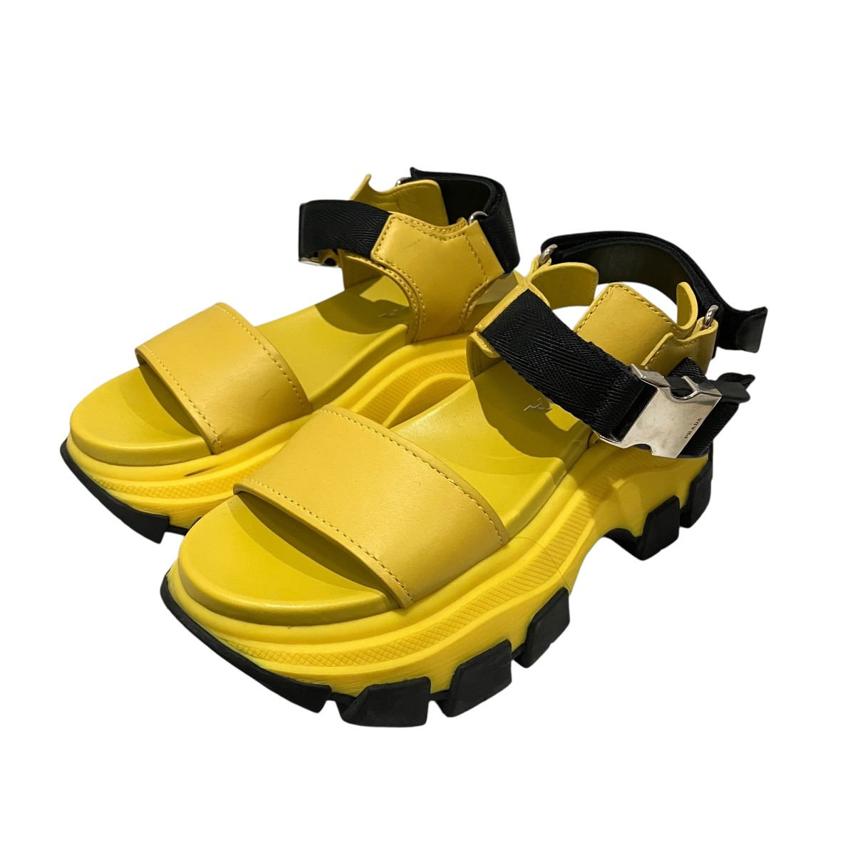 【中古】PRADA ひな型サンダル 黄色 大きさ：37 【130426】（プラダ）