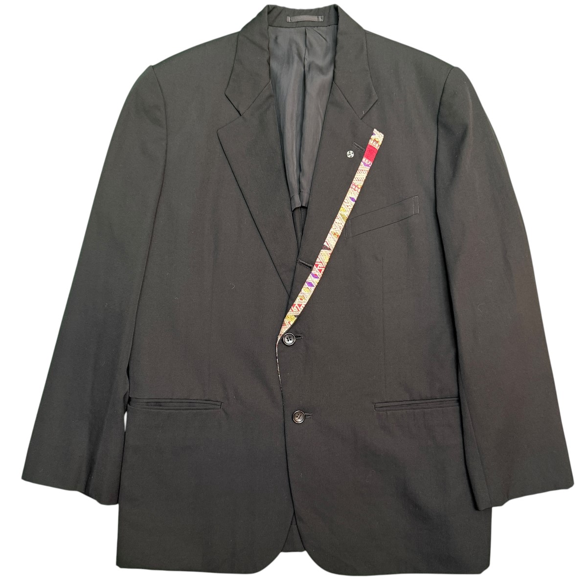 【中古】 COMME des GARCONS HOMME PLUS　 92SS／ エスニック期テープ切り替えウールギャバジャケット ／チャイナジャケット アーカイブ希少商品 ブラック サイズ：M 【130426】（コムデギャルソンオムプリュス）