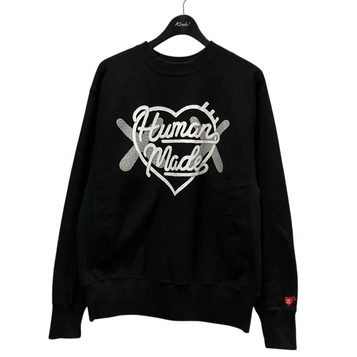 【中古】 HUMAN MADE×KAWS　 プリントスウェット ブラック サイズ：L 【130426】（ヒューマンメイド）