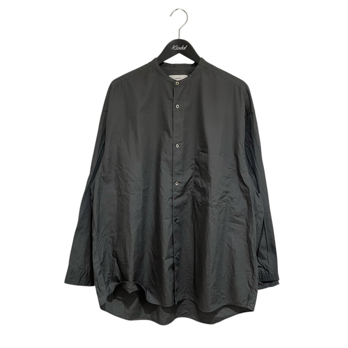 【中古】 Graphpaper　 BroadL S Oversized Band Collar Shirt 長袖シャツ GM221-50116 グレー サイズ：F 【130426】（グラフペーパー）