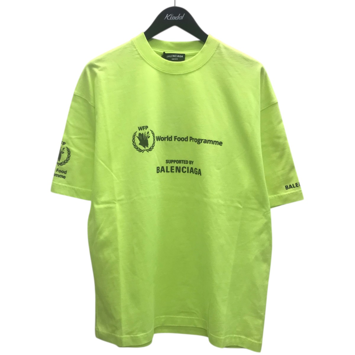 【中古】 BALENCIAGA　 WFPプリントTシャツ ネオンイエロー サイズ：S 【140426】（バレンシアガ）