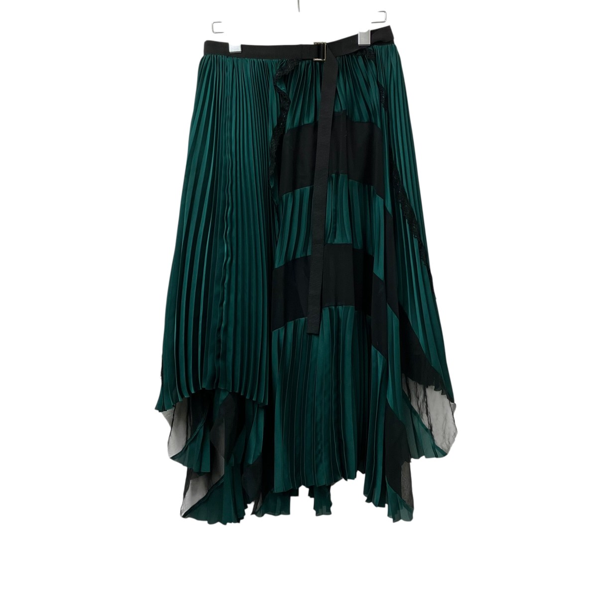 【中古】sacai 筋目一巻き一回りスコート 17-03312 緑であること×黒いこと 大きさ：1 【140426】（サカイ）