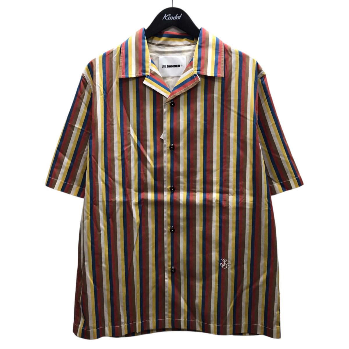 【中古】 JIL SANDER　 マルチストライプ半袖オープンカラーシャツ マルチカラー サイズ：46 【140426】（ジルサンダー）
