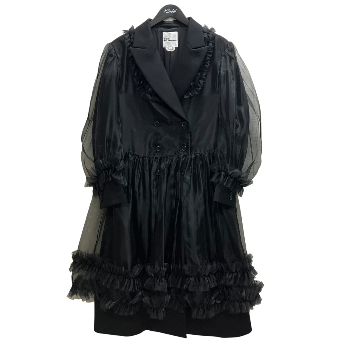 【中古】 noir kei ninomiya　 25AW シフォンレイヤードダブルコート ブラック サイズ：S 【140426】（ノワールケイニノミヤ）
