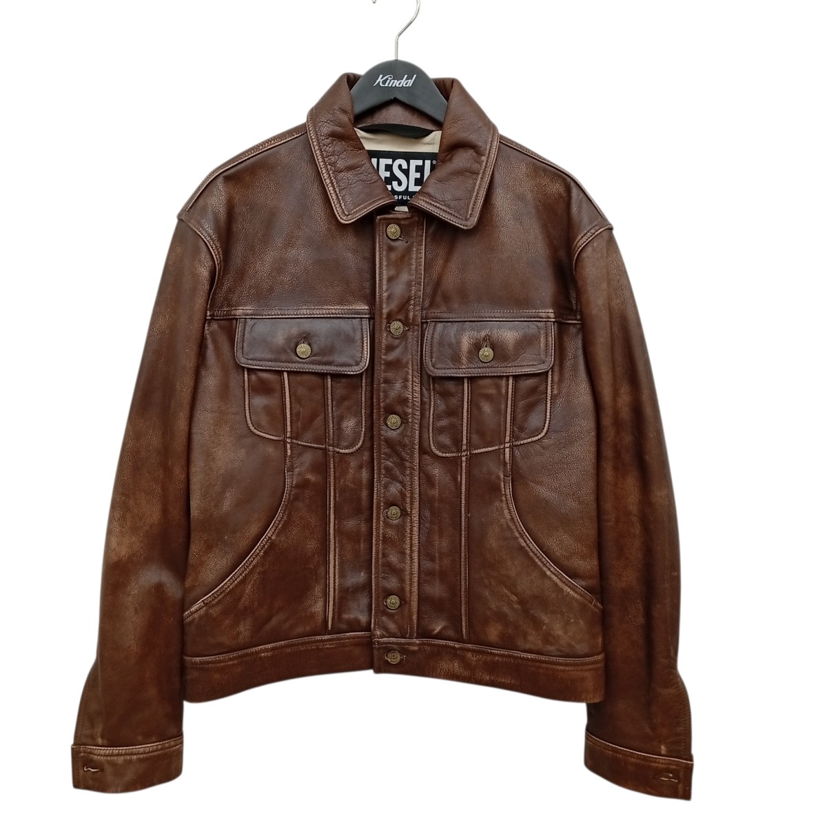 【中古】DIESEL レザージャケット A03941 ブラウン サイズ：M 【140426】（ディーゼル）