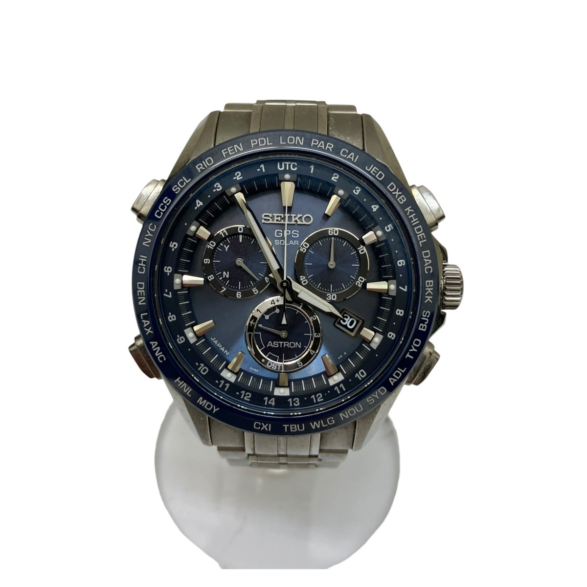 【中古】SEIKO アストロンGPS ソーラークォーツ ウオッチ 8X82-0AB0／SBXB005 青み×しろがね色 【140426】（セイコー）