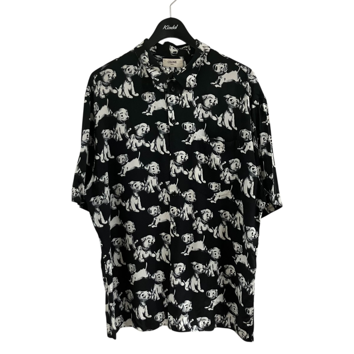 【中古】CELINE アーティストプリントハーフスリーブシャツ 黒いこと×白いこと 大きさ：37 【140426】（セリーヌ）