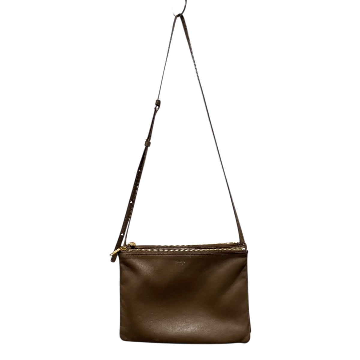 【中古】 CELINE　 TRIO LARGE ショルダーバッグ ブラウン 【140426】（セリーヌ）