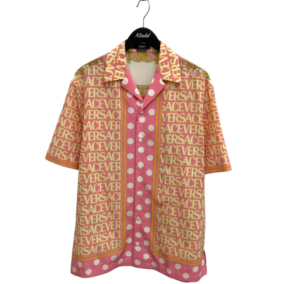 【中古】 VERSACE　 半袖シャツ 1003926 ピンク×ベージュ サイズ：48 【150426】（ヴェルサーチ）