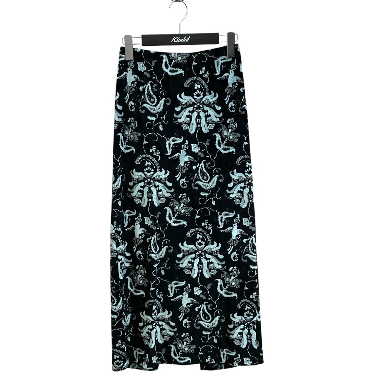 【中古】\u003cBR\u003emame kurogouchi\u003cBR\u003eVelour Jersey I-Line Skirt 花柄 ロングスコート MM25FW-JS098 黒いこと×天の原青み 大きさ：1\u003cBR\u003e【必要経費思いかえす】