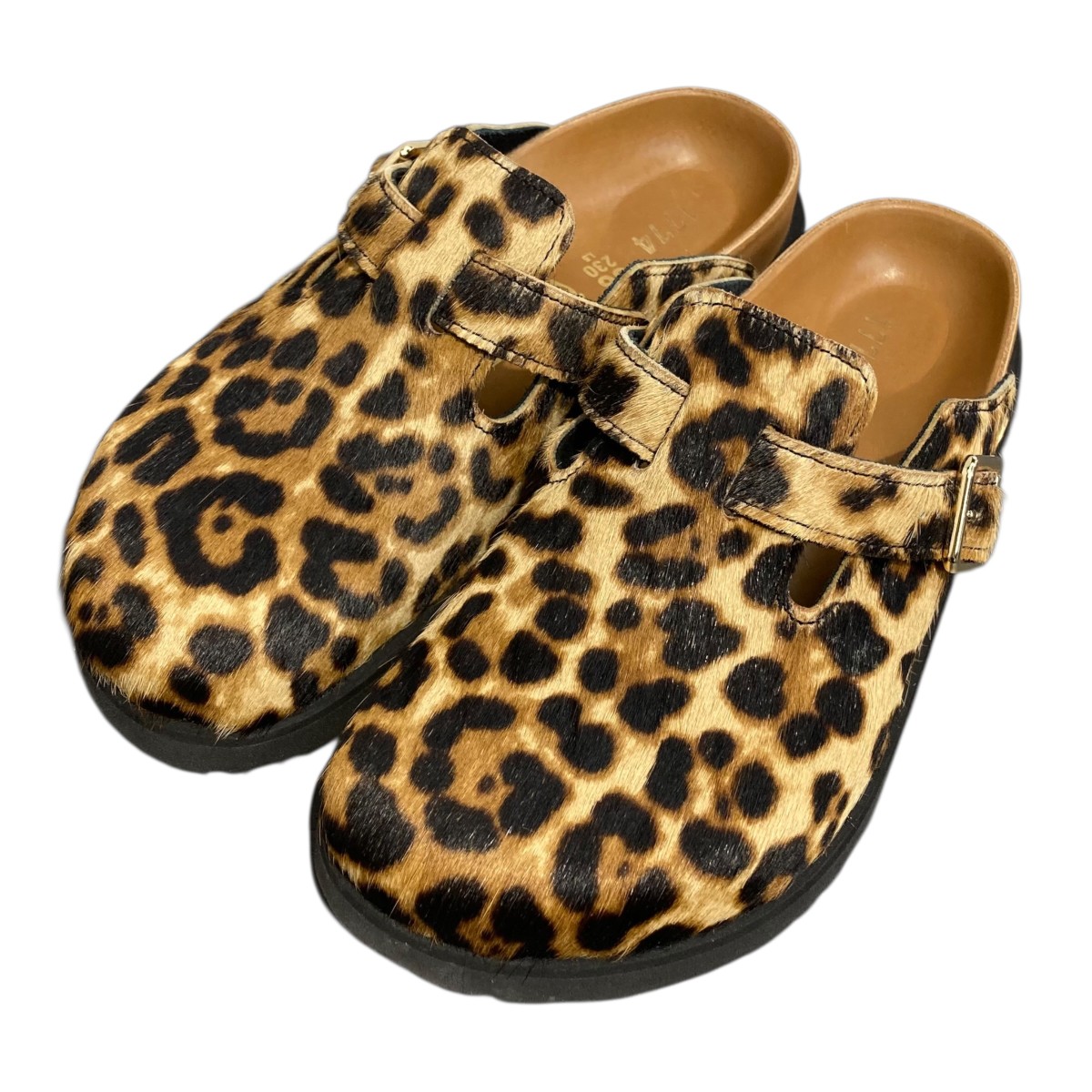 【中古】\u003cBR\u003eBIRKENSTOCK\u003cBR\u003e1774 豆の町 毛革 クロッグ レオパード サンダル ベージュ 大きさ：23糎\u003cBR\u003e【必要経費思いかえす】