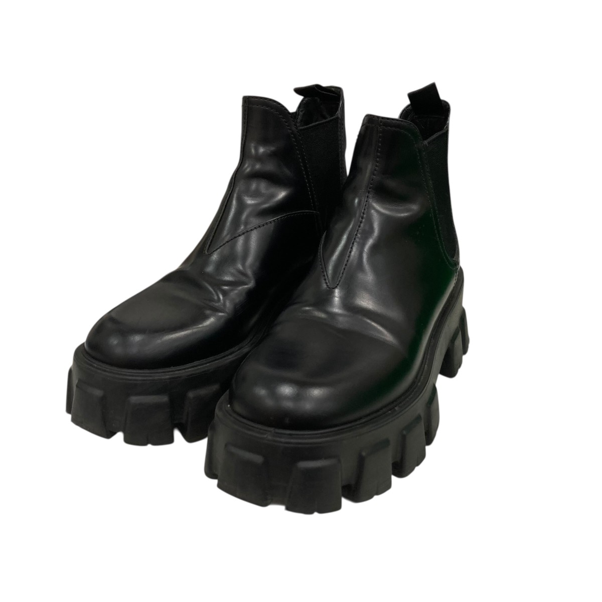 【中古】PRADA モノ栗鼠 遊撃手ブーツ 黒いこと 大きさ：37 【150426】（プラダ）