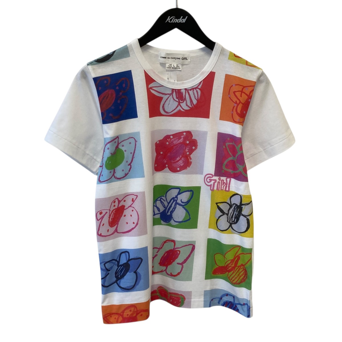 【中古】COMME des GARCONS GIRL 花柄 Tシャツ NP-T016 ホワイト サイズ：L 【150426】（コムデギャルソンガール）
