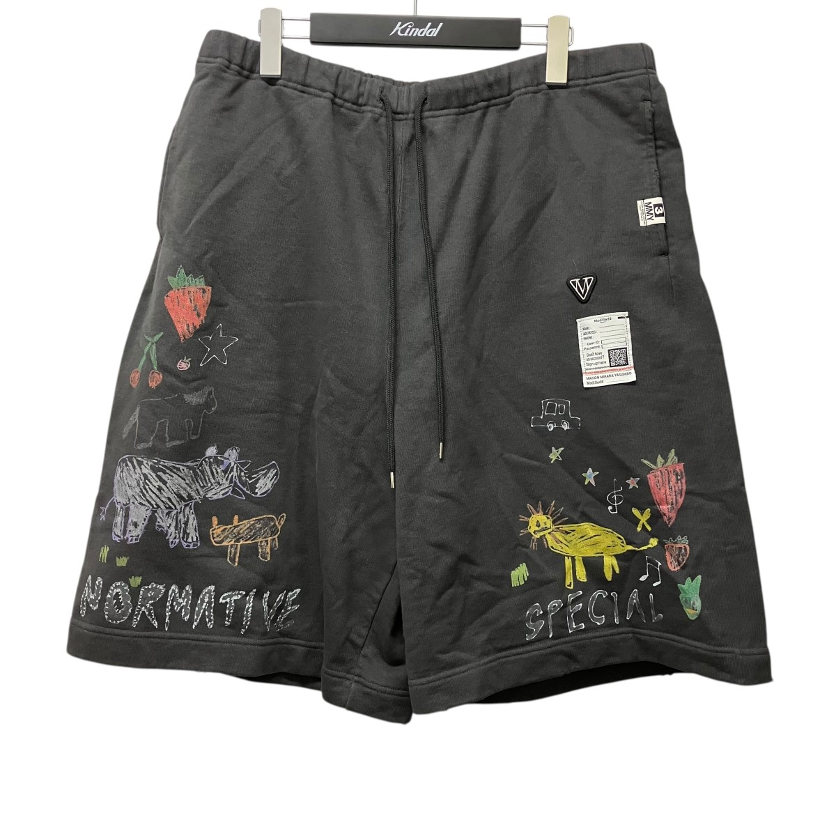 【中古】 Maison MIHARA YASUHIRO　 26SS KIDS DOUBLE SHORTS プリントスウェットハーフパンツ J16SP773-0 チャコールグレー サイズ：50 【150426】（メゾンミハラヤスヒロ）