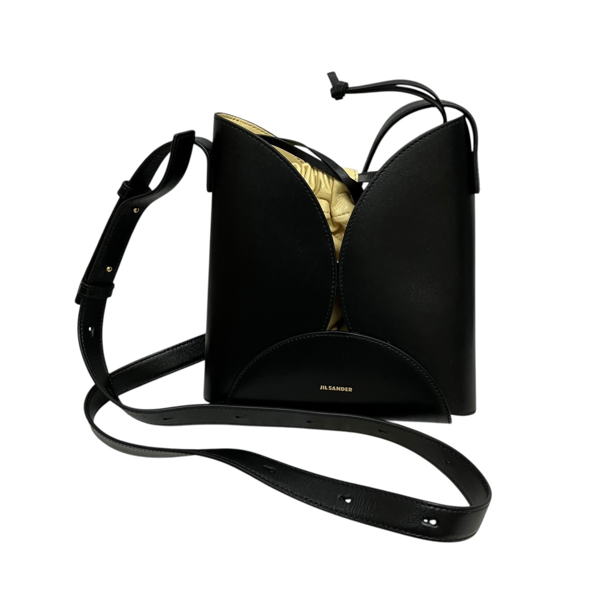 【中古】JIL SANDER CURVE SMALL  合財袋御徒面子付き添い人なめし革ショルダーバッグ 黒いこと 大いさ：ONE SIZE 【150426】（ジルサンダー）