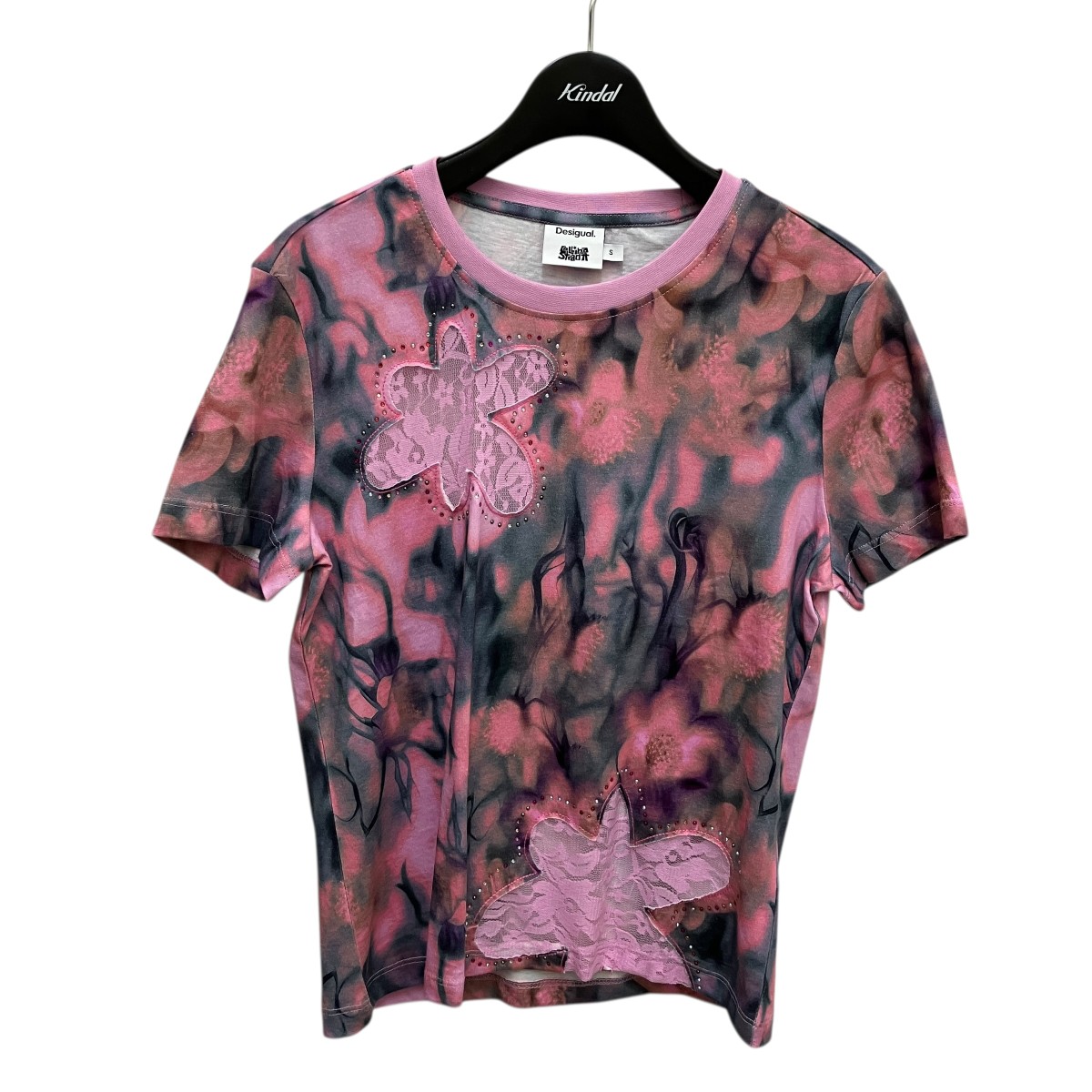 【中古】 Desigual　 総柄Tシャツ 25SWTKAQ ピンク サイズ：S 【160426】（デシグアル）