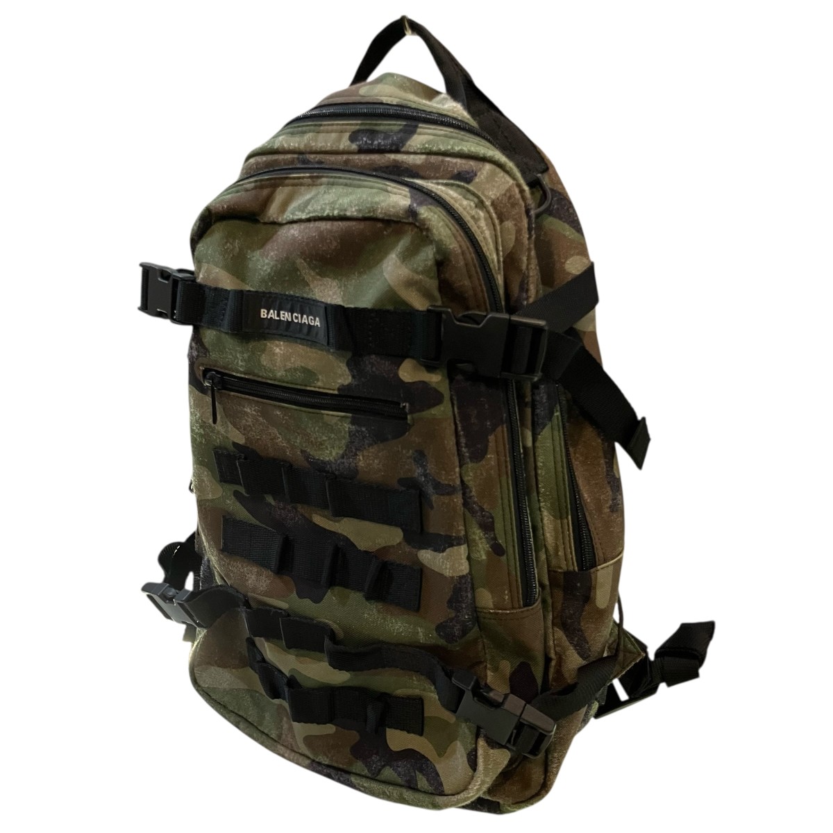 【中古】\u003cBR\u003eBALENCIAGA\u003cBR\u003eヴィンテージ工業化けの皮柄アーミースモールバックパック 693635 カーキ\u003cBR\u003e【通貨価値思いなおす】