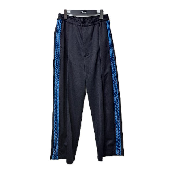 【中古】 MAISON SPECIAL　 Crochet Side Line Prime-Wide Easy Pants サイドラインワイドイージーパンツ 11232461304 ブラック×ブルー サイズ：1 【150426】（メゾンスペシャル）