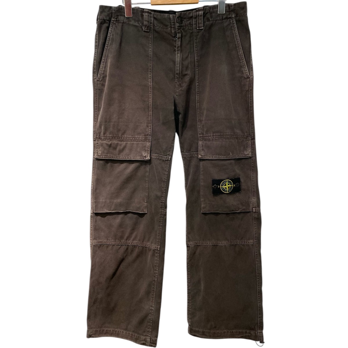 【中古】 STONE ISLAND　 24AW Panama Cotton Old Effect Cargo PantsパナマコットンVintageヴィンテージガーメントダイ加工ワイドカーゴパンツ 811530601 チャコールグレー サイズ：W32(86cm) 【150426】（ストーンアイランド）
