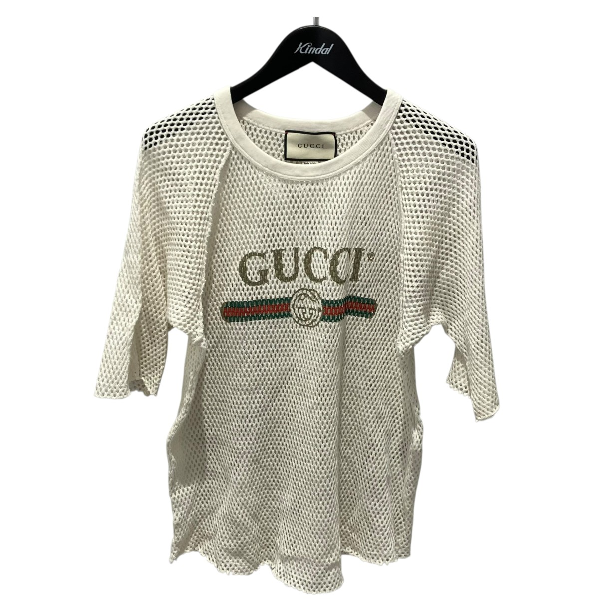 【中古】GUCCI 半袖メッシュカットソー プルオーバー 497078 白いこと 大きさ：XL 【160426】（グッチ）
