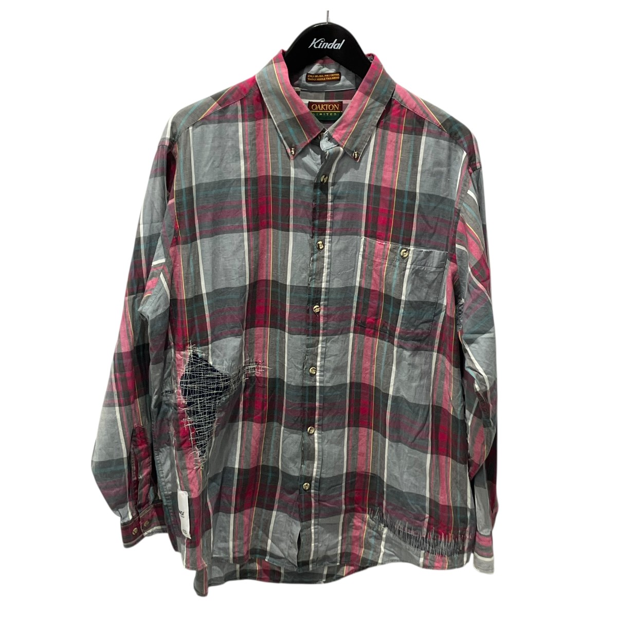 【中古】 rebear by Johnbull　 crafted “Vintage Remake Shirt” チェックシャツ 255-0067 グレー×ピンク サイズ：Free 【160426】（リベア バイ ジョンブル）