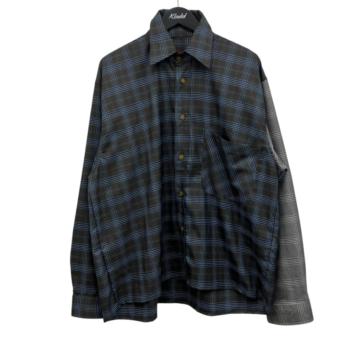 【中古】 LIBERAL YOUTH MINISTRY　 切替チェックシャツ グレー サイズ：S 【160426】（）