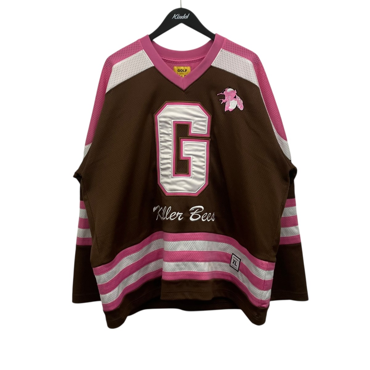 【中古】 GOLF WANG　 KILLER BEES HOCKEY JERSEY メッシュホッケーシャツ ブラウン×ピンク サイズ：XL 【160426】（ゴルフワン)）