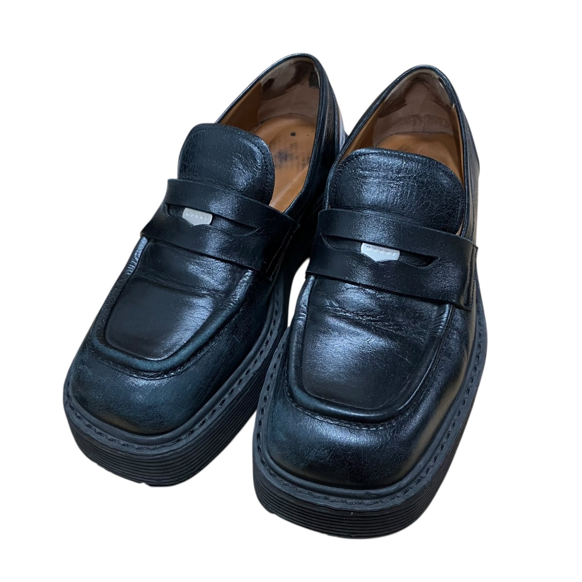 【中古】MARNI スクエアトゥ コインローファー ブラック サイズ：42 【160426】（マルニ）