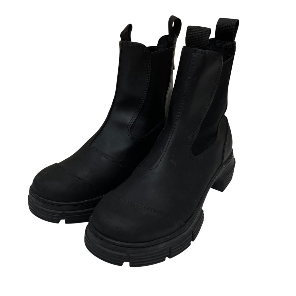 【中古】 Ganni　 Recycled Rubber City Boot ラバーチェルシーブーツ ショートブーツ ブラック サイズ：37 【160426】（ガニー）