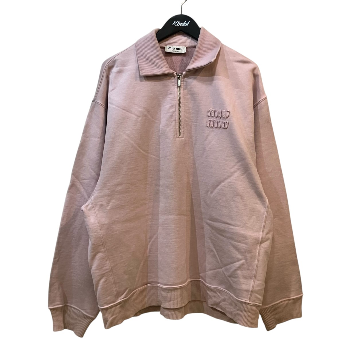 【中古】\u003cBR\u003eMIU MIU\u003cBR\u003eロゴハーフジップスウェット MJL008 サクラ色 大いさ：M\u003cBR\u003e【通貨価値思いなおす】