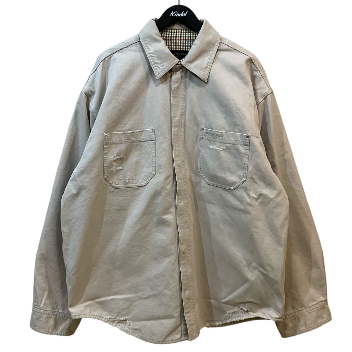 【中古】\u003cBR\u003eBALENCIAGA\u003cBR\u003eワークウェアオーバーシャツ 839085 TRP15 薄墨色 大いさ：M\u003cBR\u003e【通貨価値思いなおす】