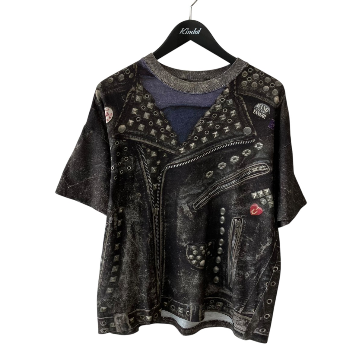 【中古】 KAMIYA　 Trompe I’oeil Print T-Shirt プリントTシャツ G14TS028 ブラック サイズ：S 【170426】（カミヤ）