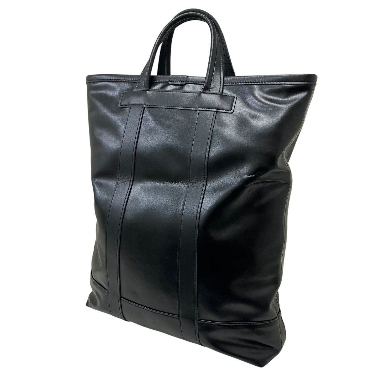 【中古】homme deux comme des garconsフェイクレザーハンドバッグ ブラック【価格見直し】｜ブランド古着のカインドオル