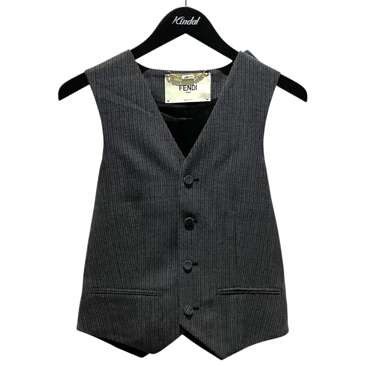 【中古】FENDI レイヤードジレ FT5984 薄墨色 大いさ：36 【170426】（フェンディ）