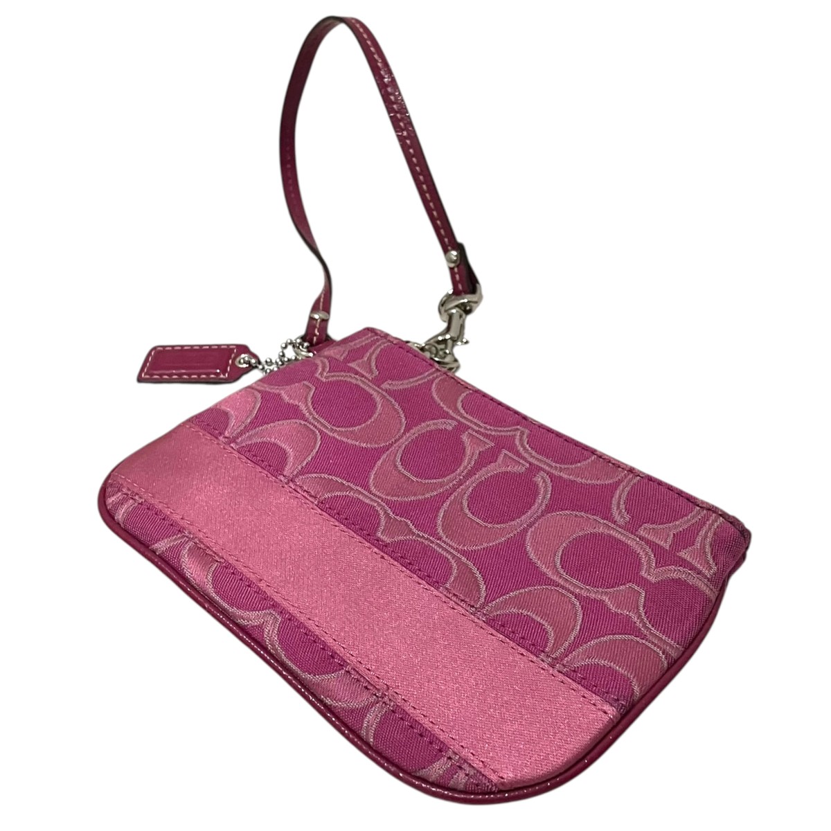 【中古】COACH シグネチャーポーチ F47788 サクラ色 【170426】（コーチ職）