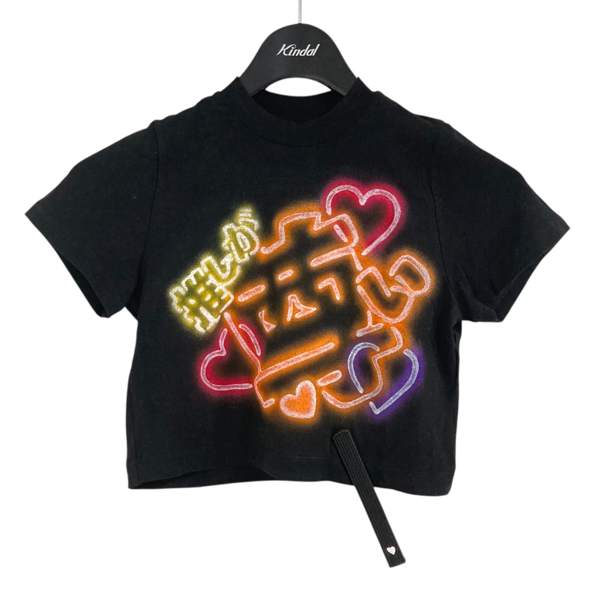 【中古】doublet　ファンサうちわプリントTシャツ 25SS29CS366 ｢FAN?SERVICE NEON PAINT T-SHIRT｣ ブラック サイズ：ONE 【170426】（ダブレット）｜ブランド古着のカインドオル