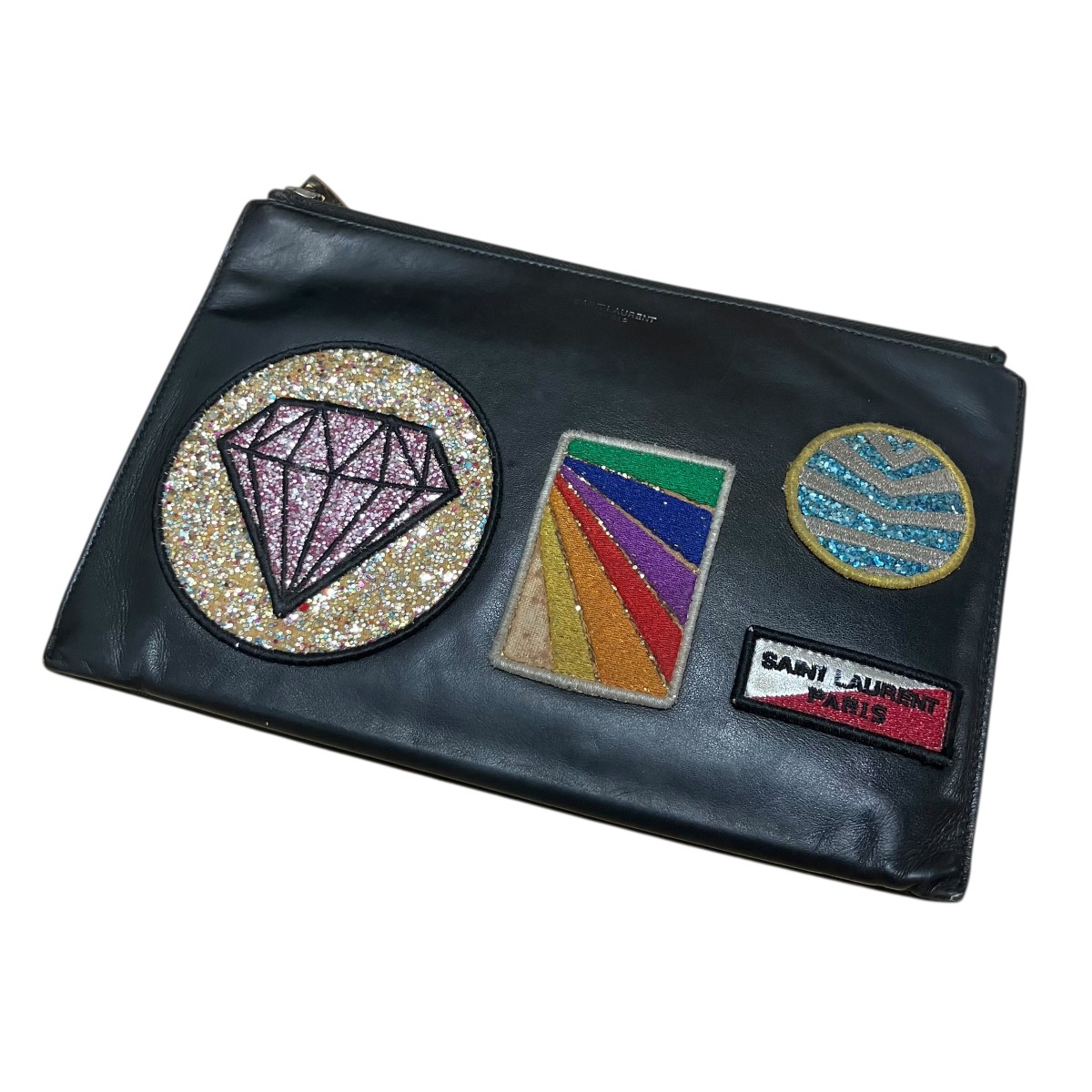 【中古】Saint Laurent Paris パッチクラッチバッグ ブラック サイズ:- 【170426】(サンローランパリ)|ブランド古着のカインドオル