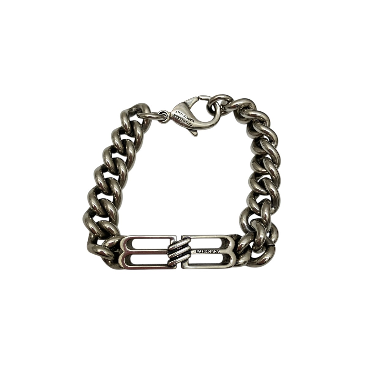 【中古】BALENCIAGA Bb icon Gourmette 腕輪 しろがね色 【180426】（バレンシアガ）