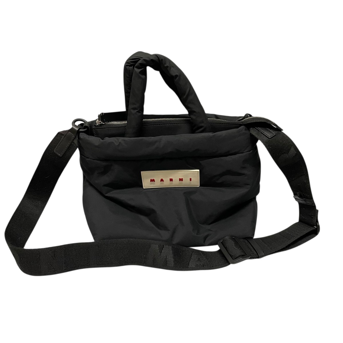 【中古】 MARNI　 24SS MINI PUFF LOGO TOTE BAG ショルダーバッグ BMMP0131U2 ブラック 【180426】（マルニ）