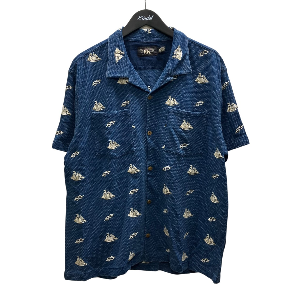 【中古】 RRL　 25SS ノーティカルエンブロイダリー ピケ キャンプシャツ インディゴ サイズ：L 【180426】（ダブルアールエル） 24,572円