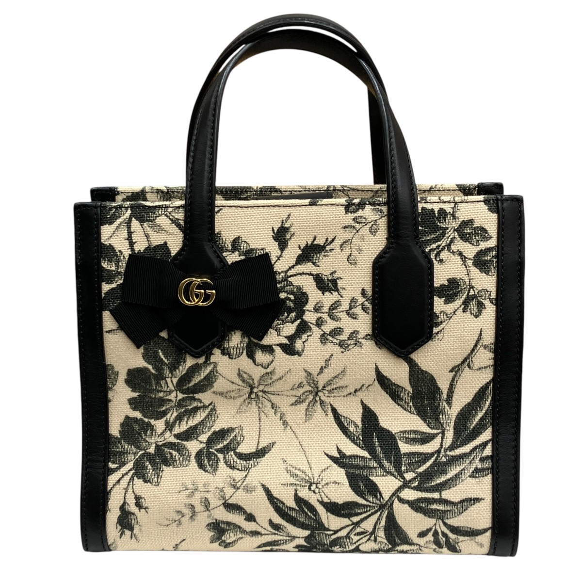【中古】 GUCCI　 2way ハンドバッグ 443089 ベージュ×ブラック 【180426】（グッチ）