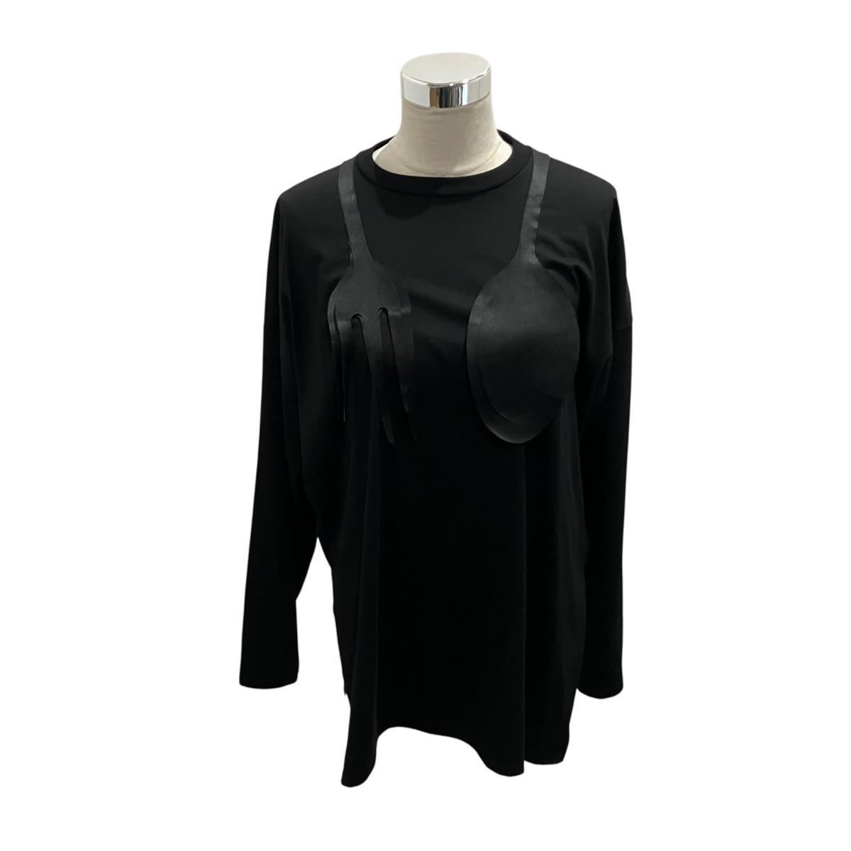 【中古】ENFOLD 26SS 【CUTLERY MOTIF LONG-SLEEVE T-SHIRT】 長袖カットソー 300JS280-0281 黒いこと 大きさ：38 【180426】（エンフォルド）