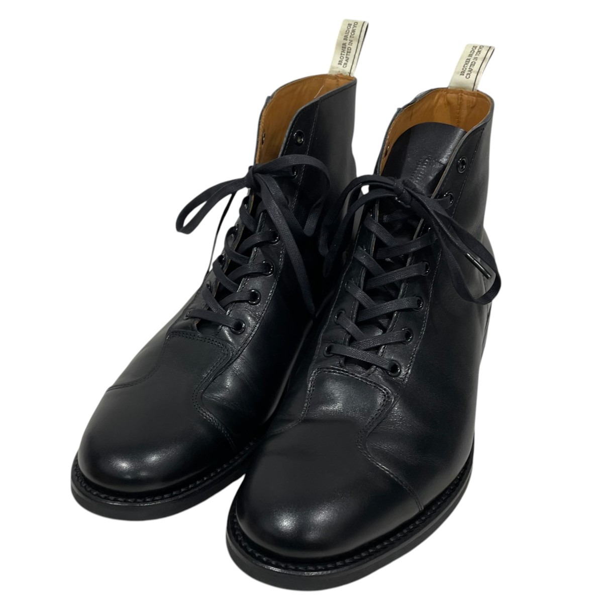 【中古】<br>BROTHER BRIDGE<br>レースアップレザーブーツ SPALDING スポルディング S024 ブラック サイズ：9 1/2<br>【価格見直し】