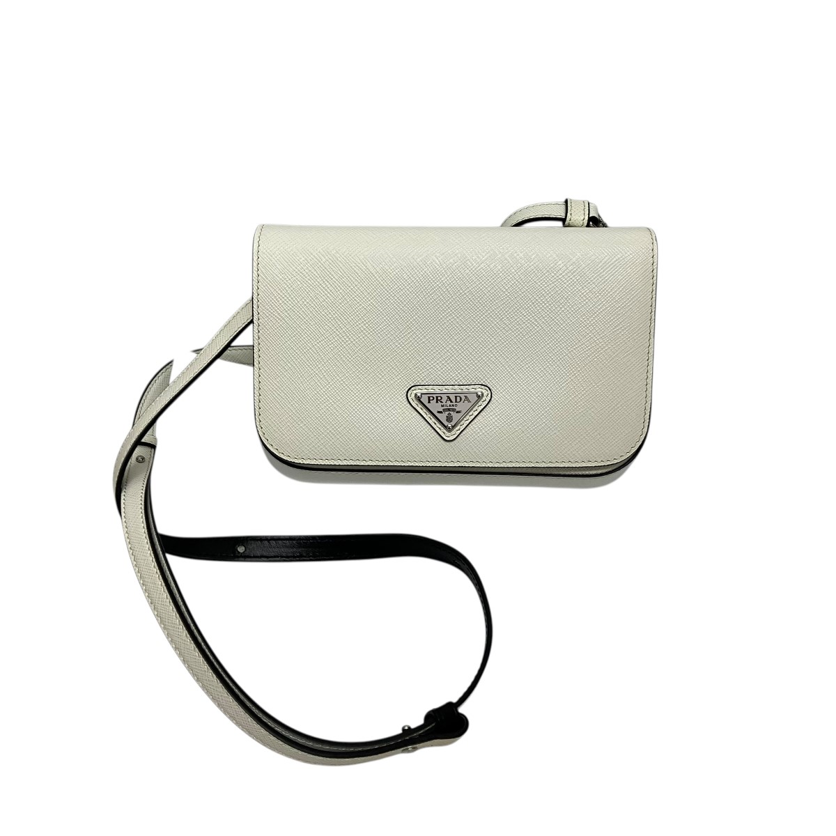 【中古】PRADA サフィアーノレザーショルダーバッグ 2VD061 白いこと 大きさ：ONE SIZE 【180426】（プラダ）