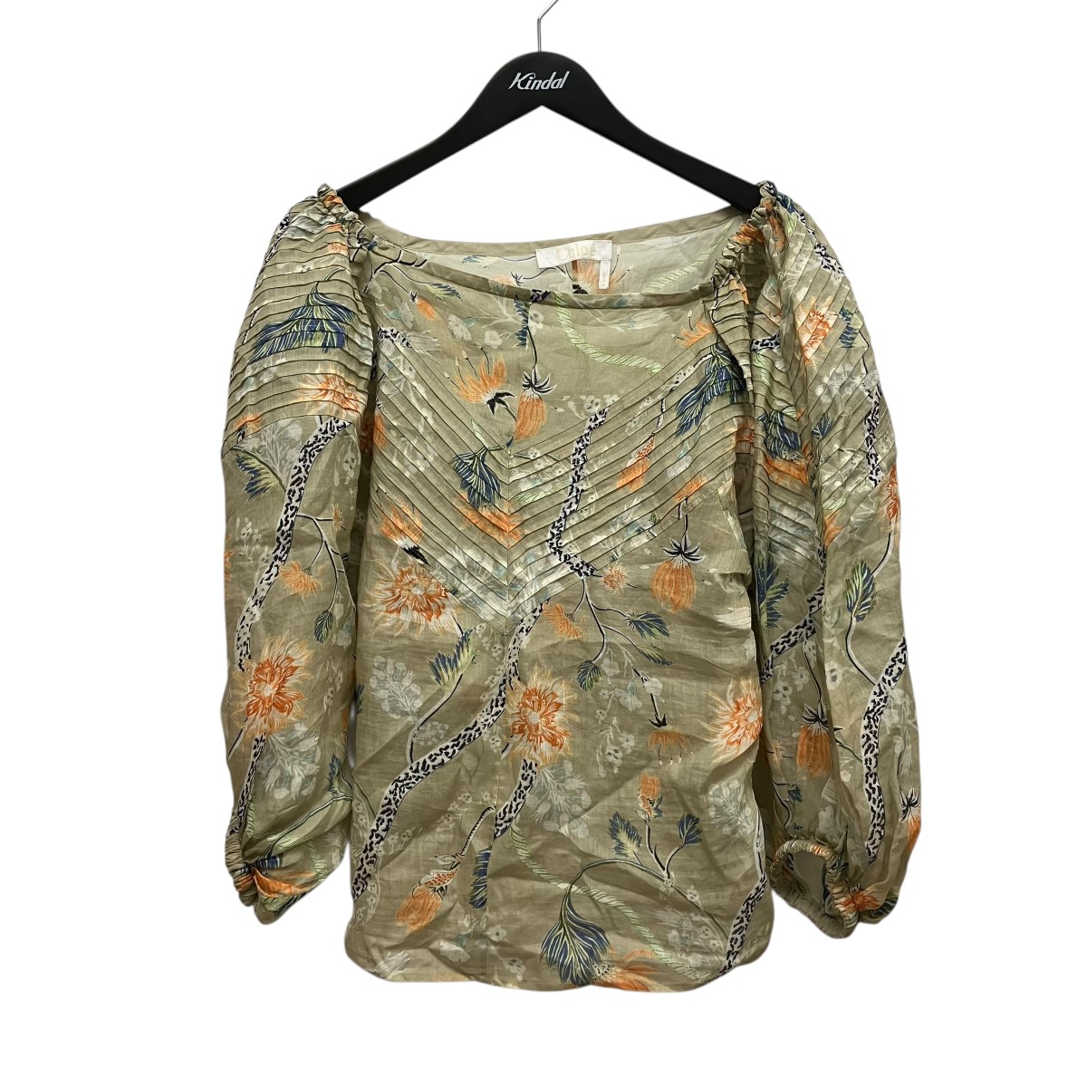 【中古】 Chloe　 フローラルプリント ピンタックブラウス CHC20AHT0332298R38 カーキ サイズ：38 【180426】（クロエ）