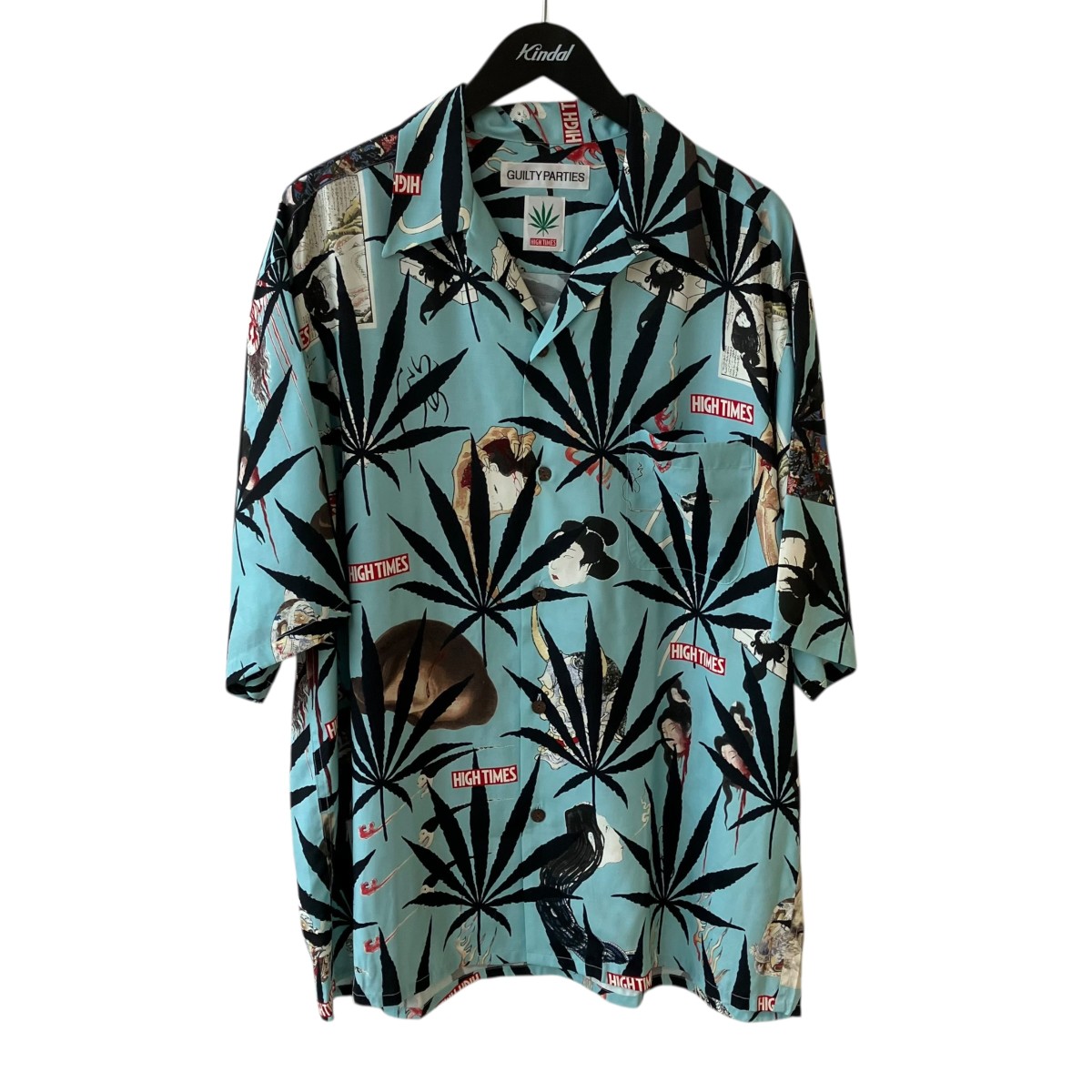 【中古】 WACKO MARIA　 HIGHTIMES ／ S／S HAWAIIAN SHIRT 半袖シャツ スカイブルー サイズ：XXL 【190426】（ワコマリア）