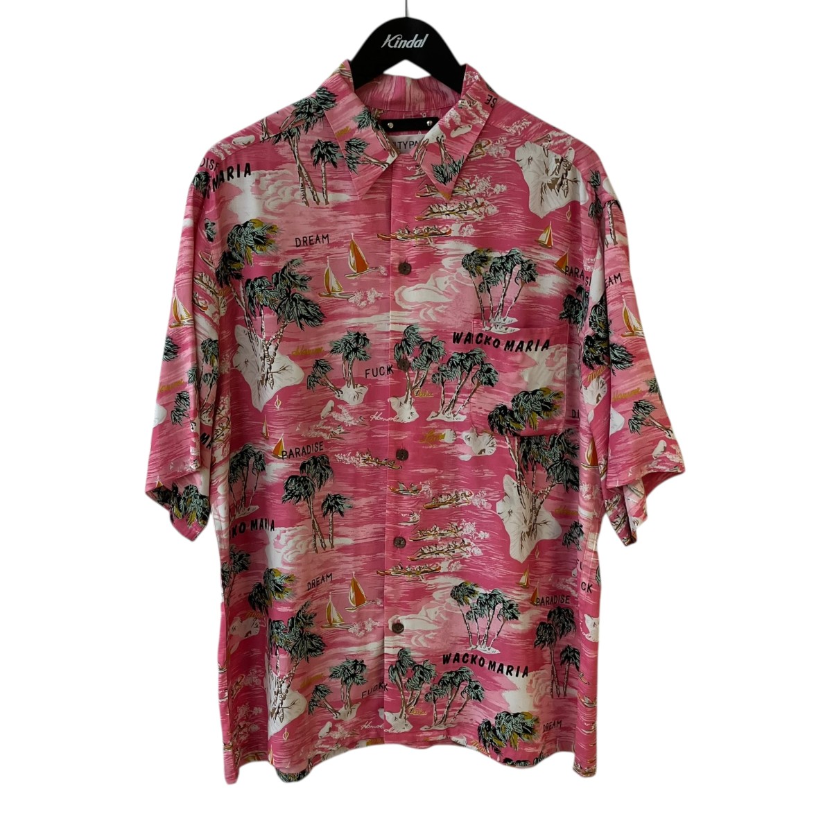【中古】 WACKO MARIA　 MINEDENIM Hawaiian Shirt アロハシャツ ピンク サイズ：L 【190426】（ワコマリア）